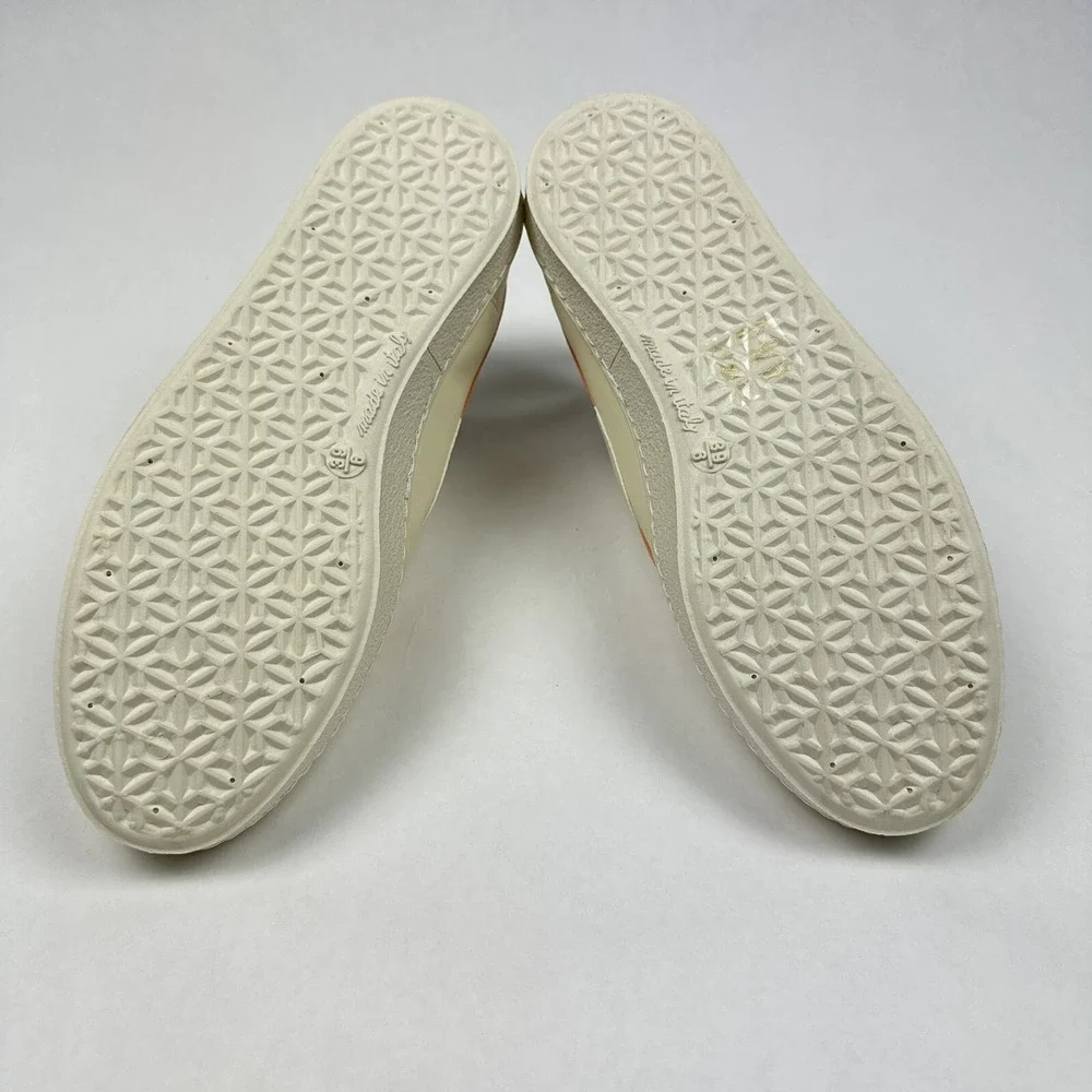 Oliver Cabell GAT Sneakers‎ Mens 6 Womens 8 Cream Orange Italian Leather Low Top